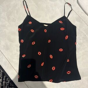 L’AGENCE red lips black cami size P/s